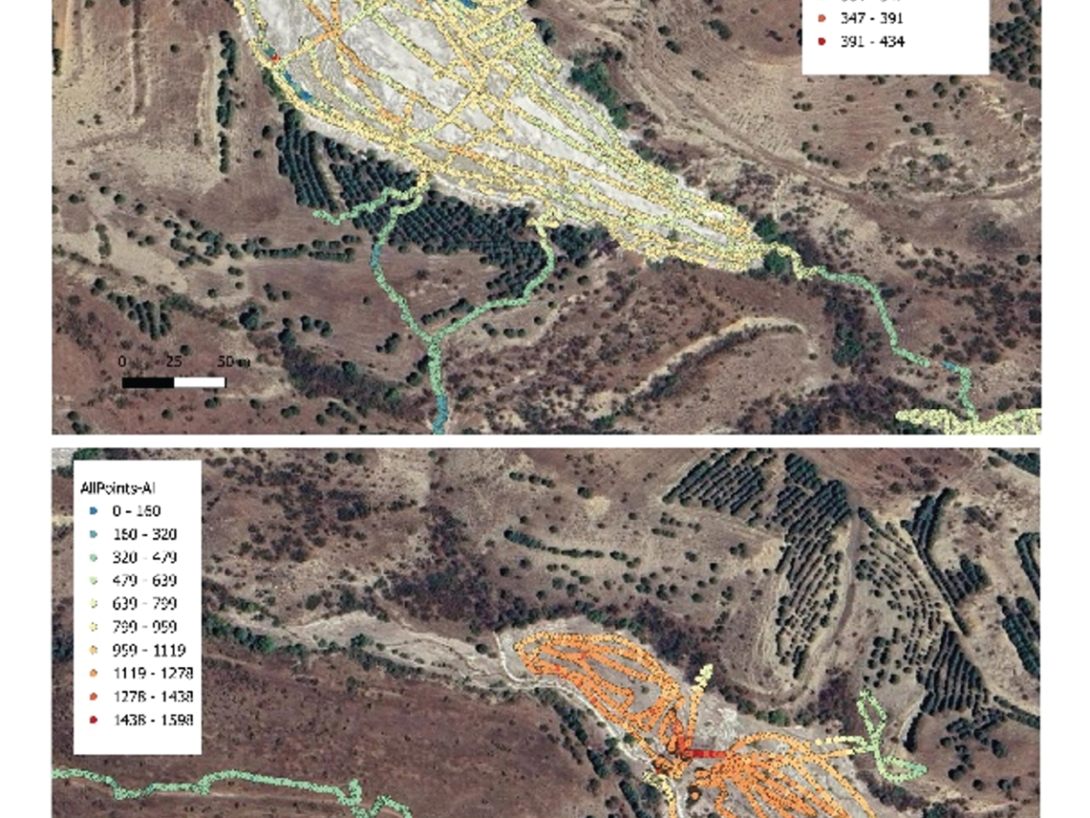 Measurements drones visualised on map